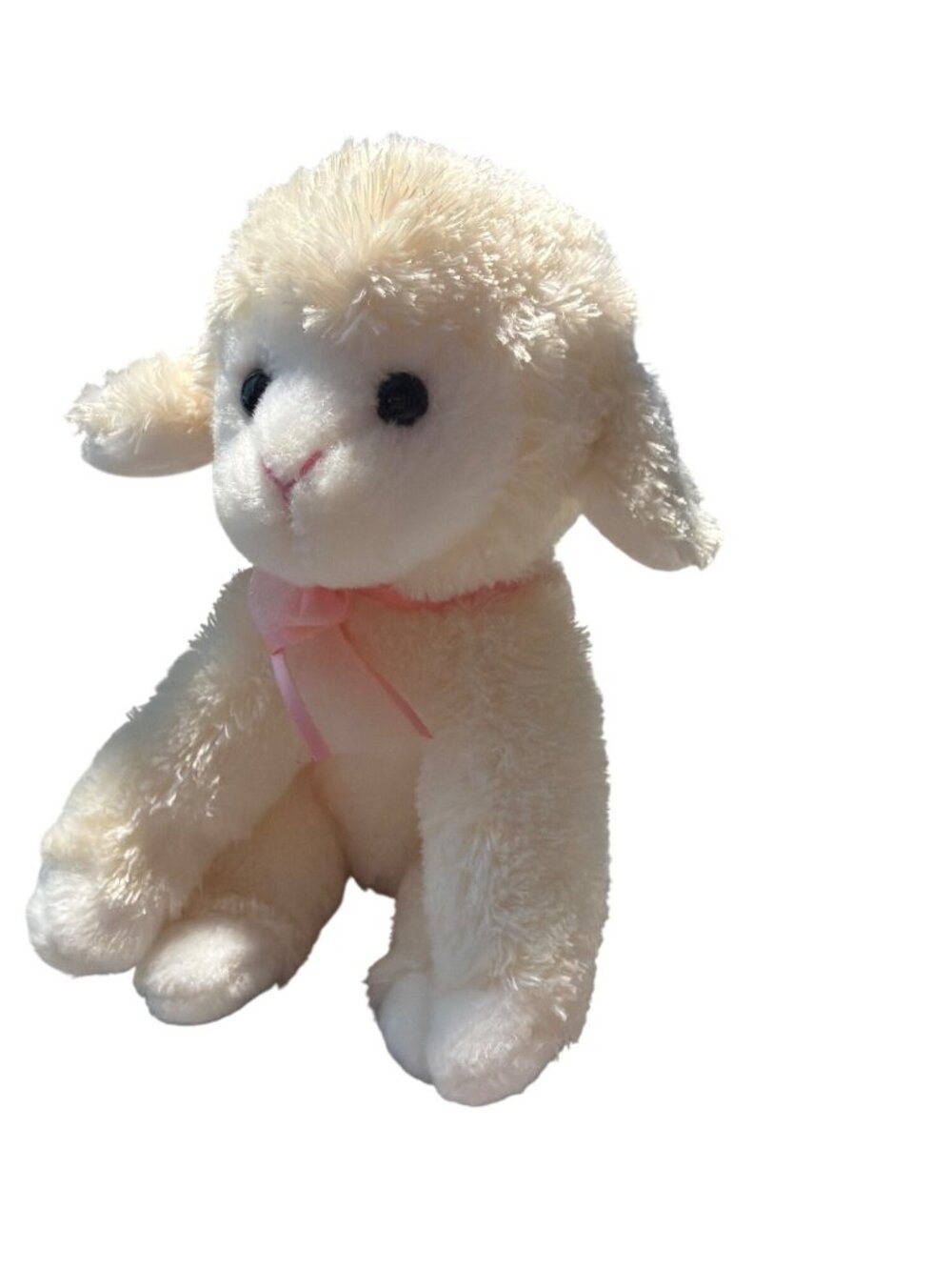 Ty Fleecia Plush Lamb Pink Bow Soft Cuddly Stuffed Animal Toy Sitting 6"